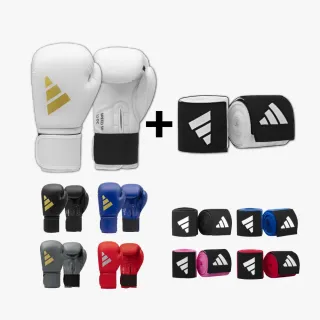 【adidas 愛迪達】SPEED 50 速度型耐擊打拳擊手套+3.5M手綁帶超值組(拳擊 泰拳 格鬥 搏擊 拳套 健身 有氧)