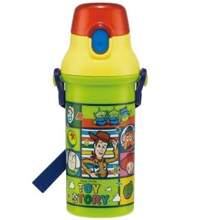 【小禮堂】Skater 迪士尼 玩具總動員 兒童彈蓋直飲水壺附背帶 480ml PSB5SANAG 綠方格角色(平輸品)