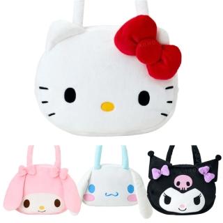 【小禮堂】Sanrio 三麗鷗 絨毛造型大側揹包 大臉 2025新生活 Kitty 美樂蒂 大耳狗 酷洛米(平輸