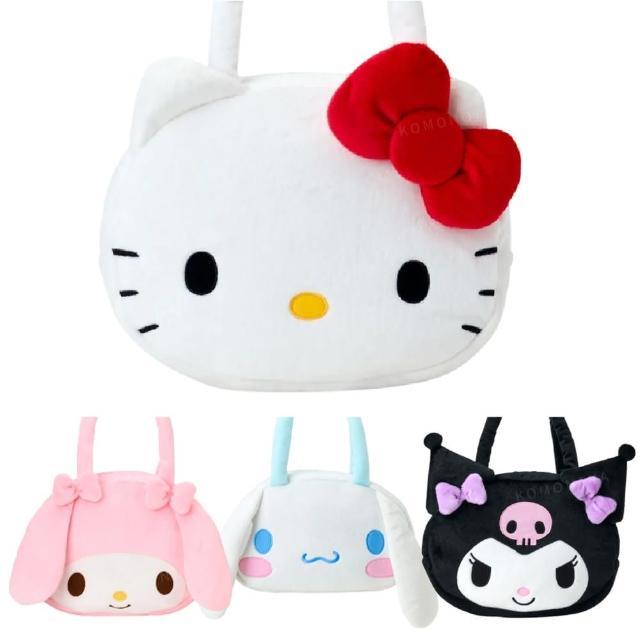 【小禮堂】Sanrio 三麗鷗 絨毛造型大側背包 大臉 2025新生活 Kitty 美樂蒂 大耳狗 酷洛米(平輸品)