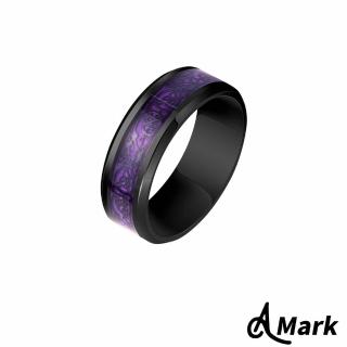 【A MARK】鈦鋼戒指 龍紋戒指/潮流龍紋百搭個性316L鈦鋼戒指(G款 黑胚紫底黑片)