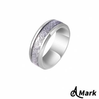【A MARK】鈦鋼戒指 龍紋戒指/潮流龍紋百搭個性316L鈦鋼戒指(D款 銀胚銀底銀片)