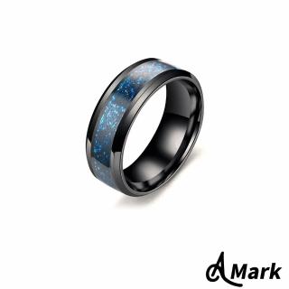 【A MARK】鈦鋼戒指 龍紋戒指/潮流龍紋百搭個性316L鈦鋼戒指(I款 黑胚藍底黑片)