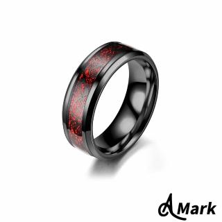 【A MARK】鈦鋼戒指 龍紋戒指/潮流龍紋百搭個性316L鈦鋼戒指(H款 黑胚紅底黑片)