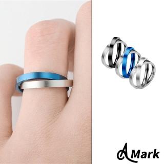 【A MARK】鈦鋼戒指 雙環戒指/時尚極簡個性雙環316L鈦鋼戒指(3色任選)