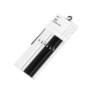 【NIKE 耐吉】頭帶 Flex Headbands 白 黑 止滑 防滑 運動 基本款 6入裝(N101192718-9OS)
