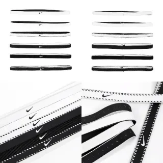 【NIKE 耐吉】頭帶 Flex Headbands 白 黑 止滑 防滑 運動 基本款 6入裝(N101192718-9OS)