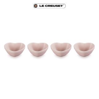 【Le Creuset】瓷器迷你愛心杯 4入(櫻桃紅/甜心粉 2色選1)