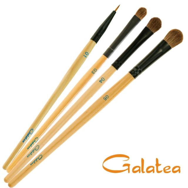 【Galatea葛拉蒂】彩顏系列 馬毛閃亮眼影刷4支組(彩妝刷具/化妝刷/眼影刷/眼線刷/遮瑕刷)
