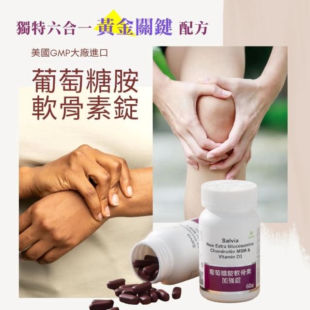 【SALVIA】Salvia葡萄糖胺軟骨素加強錠1瓶共60顆(6合1關鍵加強配方 強健固力強)