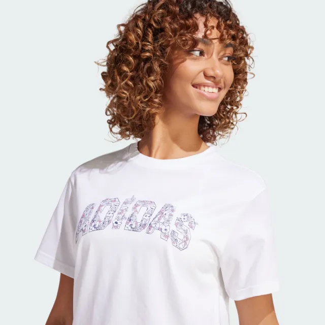 【adidas 愛迪達】運動 休閒 短袖 T恤 女上衣 W T ILLU TEE 2(JJ4043)