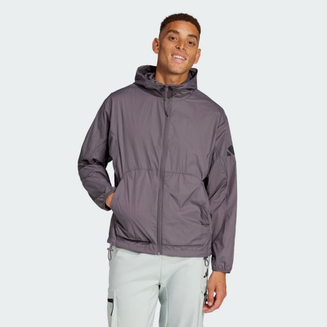 【adidas 愛迪達】運動 休閒 連帽 防風 男外套 M CE Q2 WB UPF(JF3292)