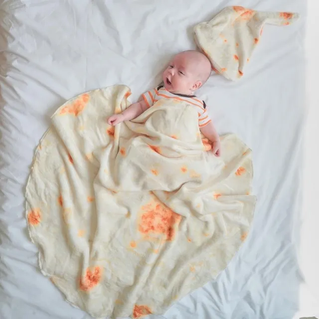 【Baby 童衣】生菜造型包巾+嬰兒帽 仿真捲餅造型蓋毯 嬰兒包巾+帽子 造型午睡毯 11460(共２色)