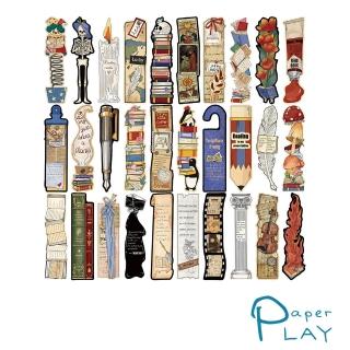 【Paper Play】創意復古藝術風格塗鴉書籤小卡 30張入(塗鴉書籤 長形書籤 書籤 小卡)