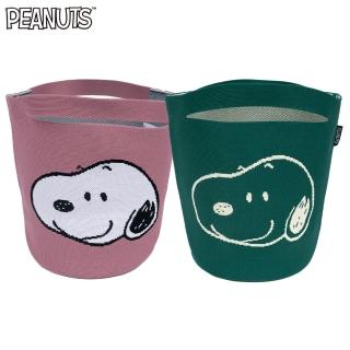 【SNOOPY 史努比】史努比微笑針織便當袋
