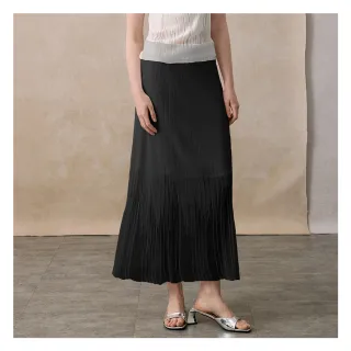 【EPISODE】氣質透膚網紗鬆緊腰針織長裙E53D02（黑）