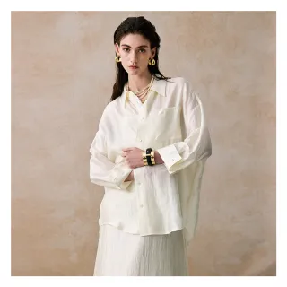 【EPISODE】寬鬆肌理感輕薄防曬長袖襯衫E53302（米色）