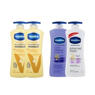 【Vaseline 凡士林】身體潤膚乳液600ml共4入(深層修護2入+多款任選2入 國際航空版)