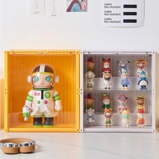 【FL 生活+】貨櫃附燈3層-大型款-磁吸門展示盒(展示架/展示盒/模型收納盒/盲盒/扭蛋/模型公仔/A 485)