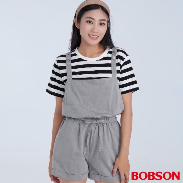 【BOBSON】女款吊帶牛仔短褲(D126-85)