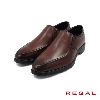 【REGAL】日本質感素面流線造型休閒樂福鞋 深棕色(V286-DBR)
