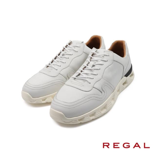 【REGAL】日本麂皮氣墊造型運動休閒鞋 白色(UC25-WH)