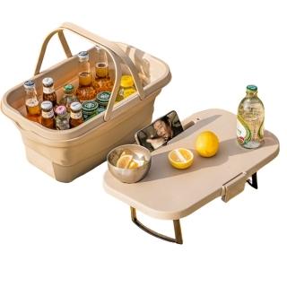 【May Shop】日系便攜折疊手提桶大容量車泊水桶野餐籃(活動桌面小箱桌)