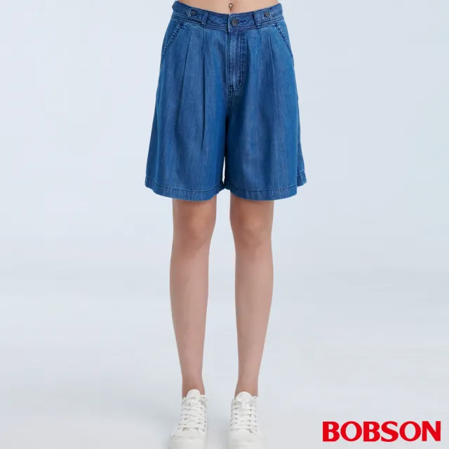 【BOBSON】女款高腰天絲棉牛仔短褲裙(D114-53)