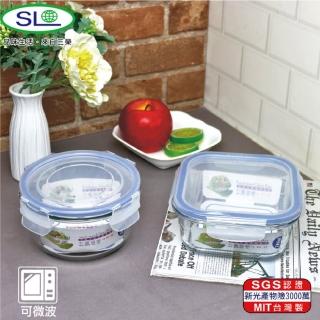 【SL】二入密扣式玻璃禮盒組700ml R-100-1+R-200-1 臺灣製(一圓一方)