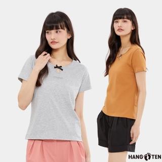 【Hang Ten】女裝-舒爽棉涼感吸濕快乾立體蝴蝶結裝飾短袖T恤(多色選)
