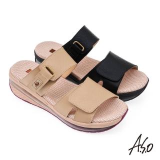 【A.S.O 阿瘦集團】ASO超能力氣墊壓紋拖鞋(2色任選)