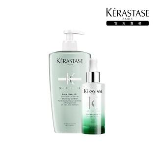 【KERASTASE 巴黎卡詩】胺基酸平衡舒緩髮浴500ml+極酵平衡頭皮精華90ml(大容量頭皮調理組)