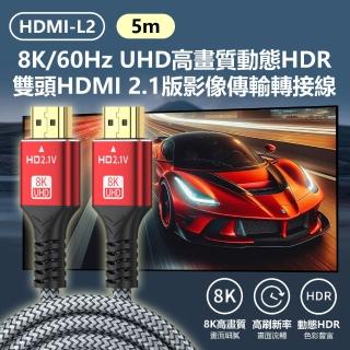【IS】HDMI-L2 8K/60Hz UHD高畫質動態HDR雙頭HDMI 2.1版影像傳輸轉接線 5m(Switch/PS5/Xbox轉螢幕投影機)