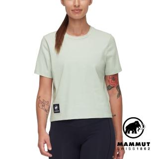 【Mammut 長毛象官方直營】Massone T-Shirt Cropped Patch 有機棉短版短袖T恤 鼠尾草銀綠 女款 #1017-05180
