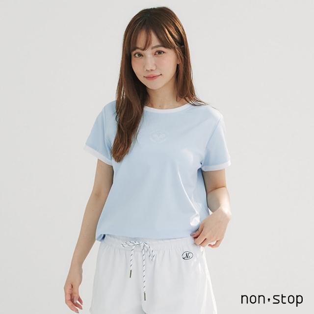 【non-stop】運動風配色滾邊刺繡T恤-2色