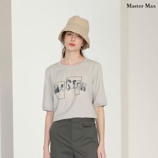 【Master Max】休閒繡字造型五分袖寬鬆上衣(8517048)