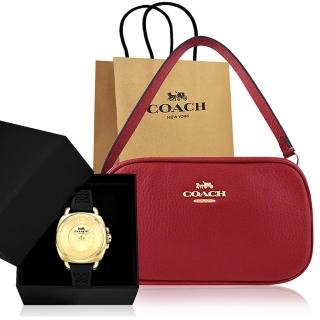 【COACH】紅色JAMIE荔枝紋皮革手提包+黑色女士腕錶