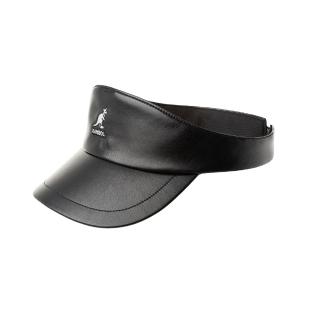 【KANGOL】FAUX LEATHER 皮質遮陽帽(黑色)