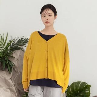 【MOSS CLUB】百搭寬版長袖針織外套(杏 灰 黃/魅力商品)