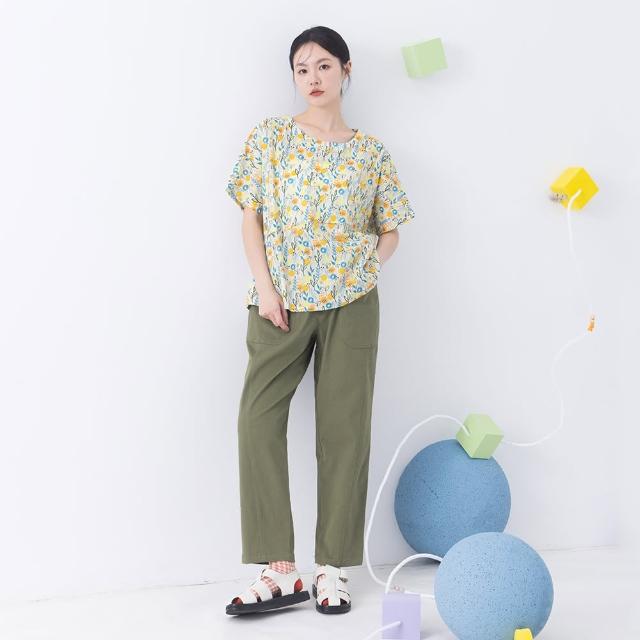 【MOSS CLUB】彈性斜紋百搭休閒長褲(綠 卡)