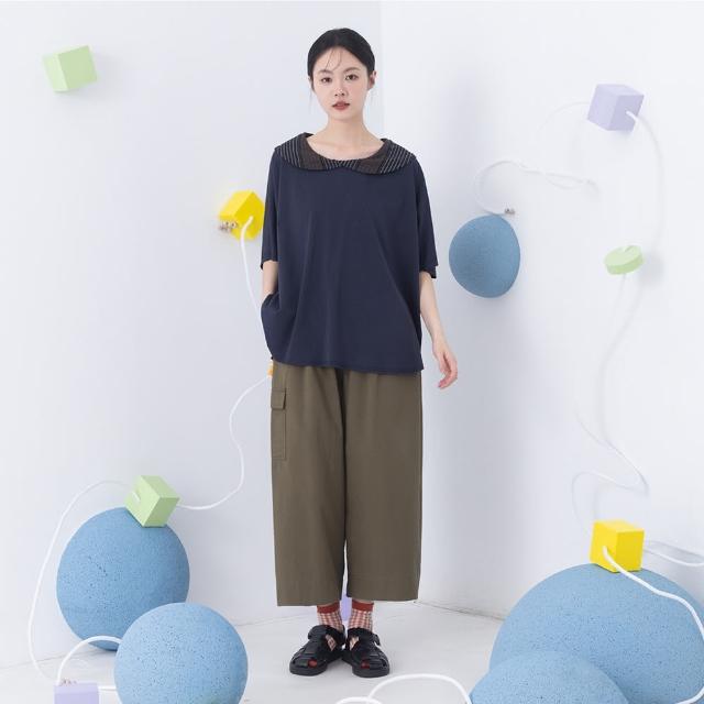 【MOSS CLUB】褲口微開衩單邊工裝口袋長褲(綠 灰)