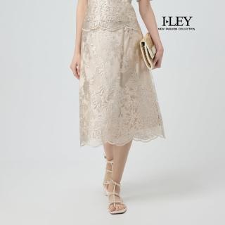 【ILEY 伊蕾】精緻蕾絲花邊中長裙(杏；M-2L；1252612206)