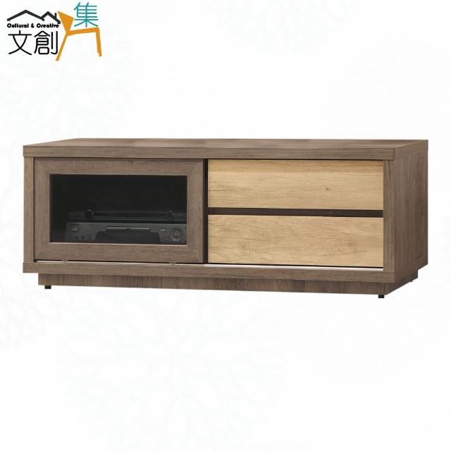 【文創集】麗納卡4尺推門二抽電視櫃/視聽櫃(二色可選)