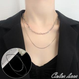 【卡樂熊】簡約歐美雙層個性造型項鍊(輕奢飾品)