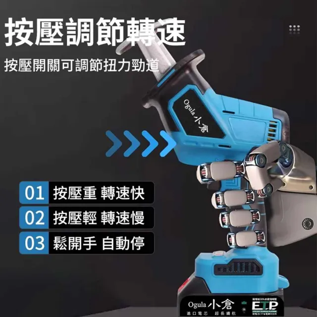 【Ogula 小倉】馬刀鋸  無刷電動鋸子（送堅固塑箱+配件）十節一電(戶外伐木工具/鋰電鋸)