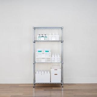 【特力屋】鍍鉻四層架 寬75x深35x高150公分 鋼鐵級荷重單層80公斤(書架 收納架 電器架 置物架)
