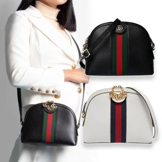 【GUCCI 古馳】719881 /499621 經典Ophidia系列綠紅綠織帶牛皮貝殼包 肩背/斜揹包(顏色任選)
