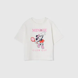 【GAP】女幼童裝 Gap x Disney迪士尼聯名 Logo純棉印花圓領短袖T恤-白色(778400)
