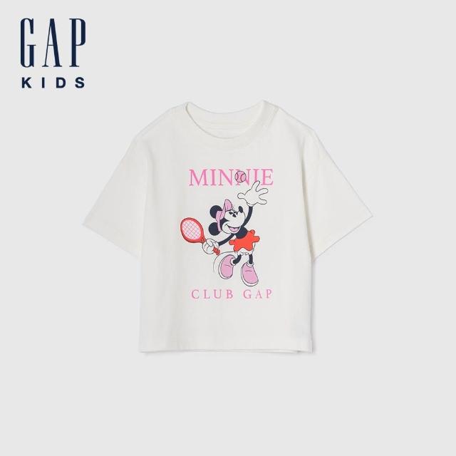 【GAP】女幼童裝 Gap x Disney迪士尼聯名 Logo純棉印花圓領短袖T恤-白色(778400)