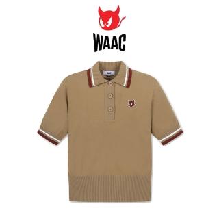 【WAAC】TIPPING COLLAR SHORT SLEEVES SWEATER 女士 翻領針織上衣-淺咖啡色(WA24FWW42023600)